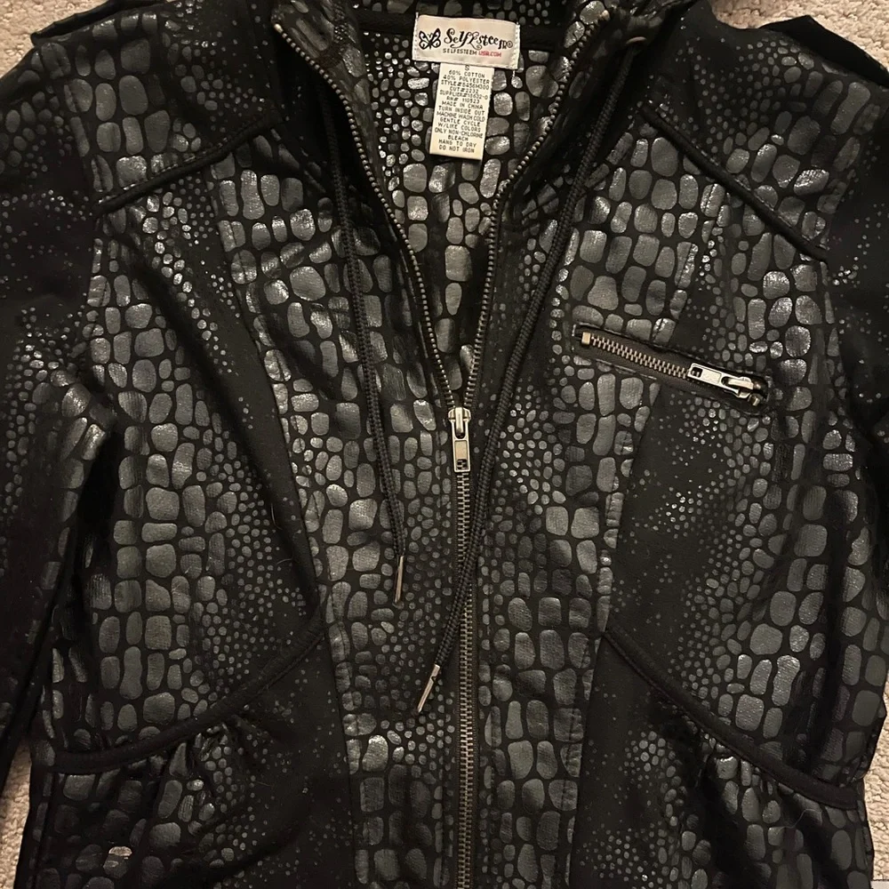 Black Shiny Zip Up - Picture 3 of 8